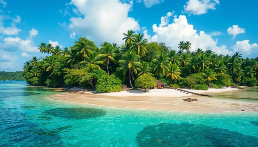 Imagine a tropical paradise with crystal-clear waters and white sand beaches, nestled in the heart of the Amazon rainforest.