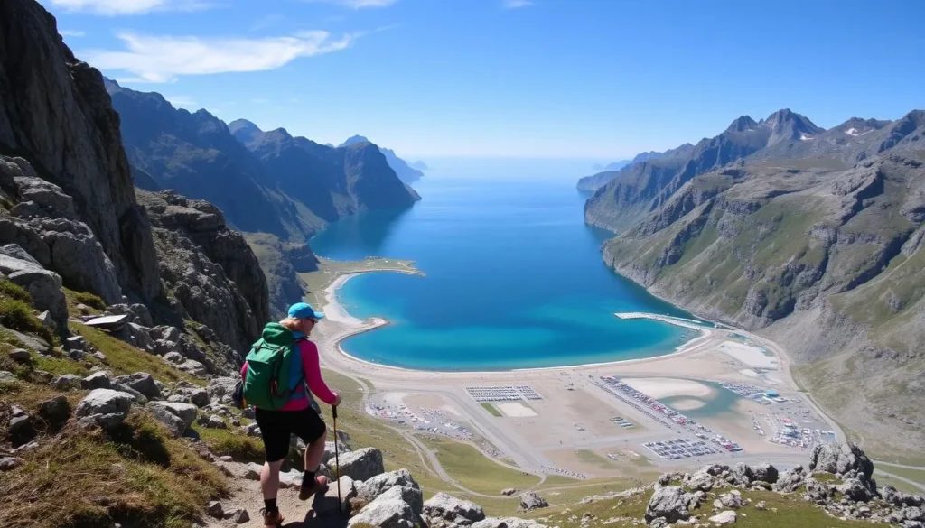 Imagine hiking through the rugged mountains of Lofoten, with breathtaking views of fjords and beaches unfolding before your eyes.