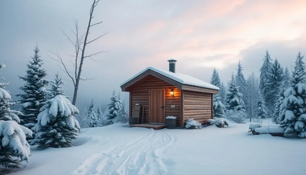 Imagine relaxing in a traditional Finnish sauna surrounded by snowy landscapes.