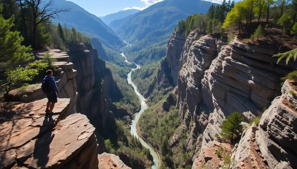 Imagine standing at the edge of Tallulah Gorge, gazing down at the Hurricane Falls Trail.