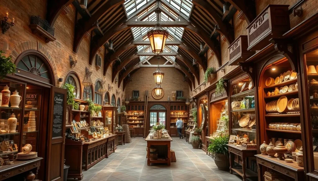 Imagine strolling through a historic hall filled with unique boutiques and local artisans.