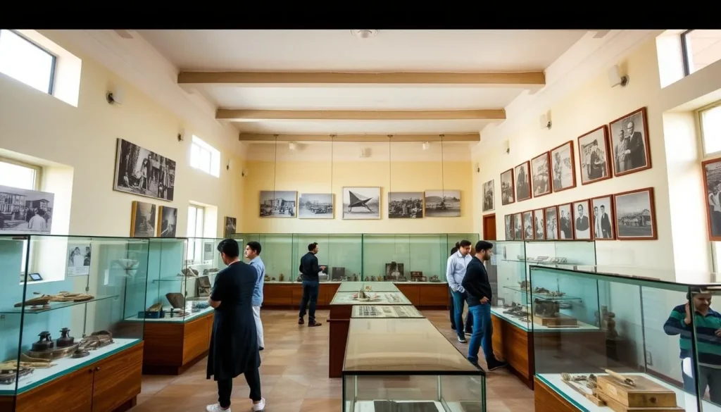 Interior of Lyallpur Museum showing historical exhibits and artifacts from Faisalabad's past