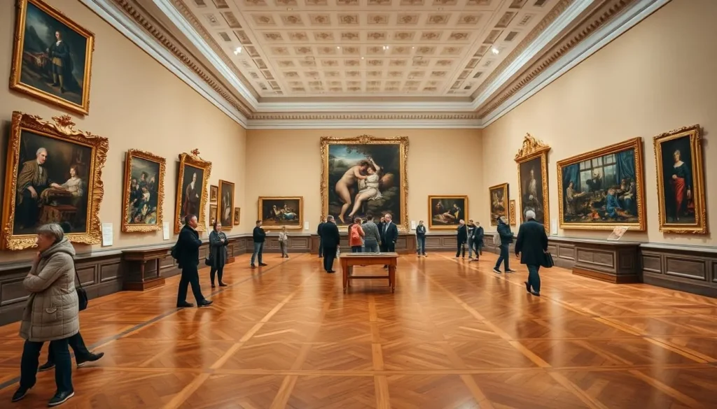 Interior of the Tretyakov Gallery showing Russian art masterpieces Interior of the Tretyakov Gallery showing Russian art masterpieces