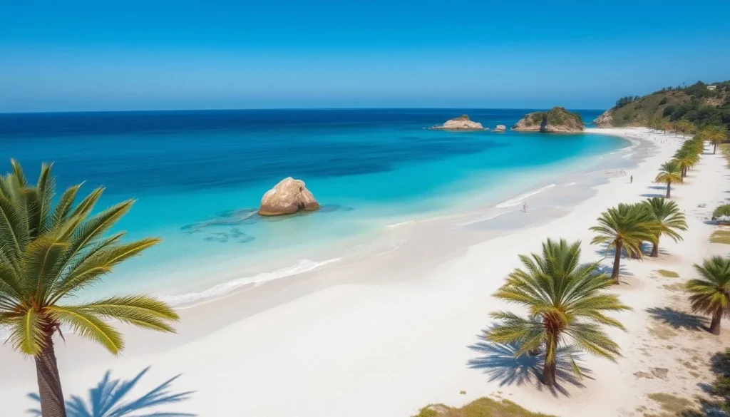 Itoshima Peninsula coastline with white sand beaches, blue water, and distinctive Sakurai Futamigaura sacred rocks