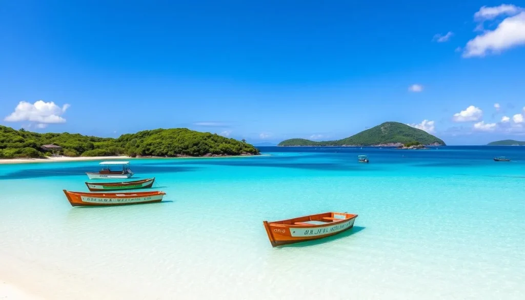 Kabira Bay on Ishigaki Island with emerald green waters, white sand, and glass-bottom boats Kabira Bay on Ishigaki Island with emerald green waters, white sand, and glass-bottom boats