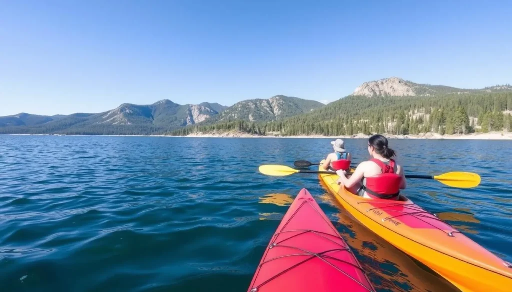 Kayakers paddling on calm waters near Big Bear (East Shore), California: Best Things to Do - Top Picks