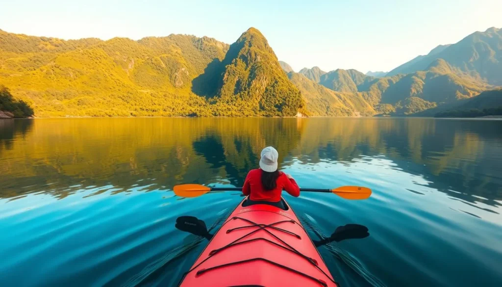 Kayaking on calm waters near Chico Island, Philippines Kayaking on calm waters near Chico Island, Philippines