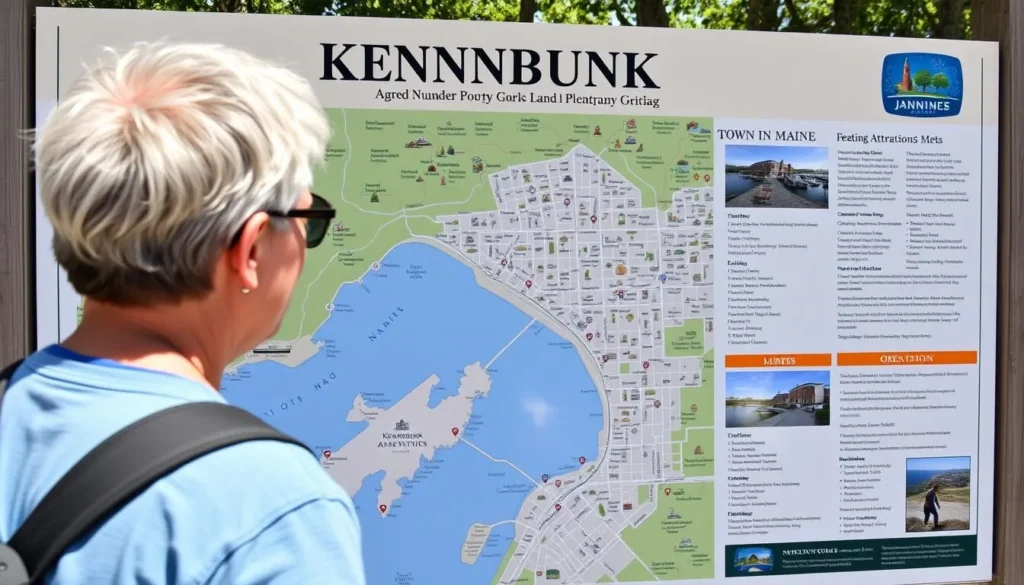 Kennebunk Maine town map with attractions highlighted