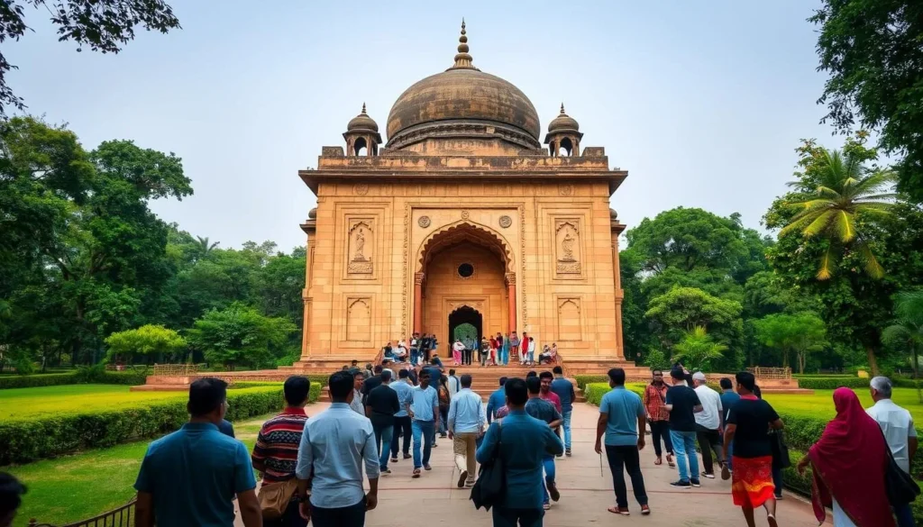 Khan Jahan Ali's Tomb with visitors paying respects