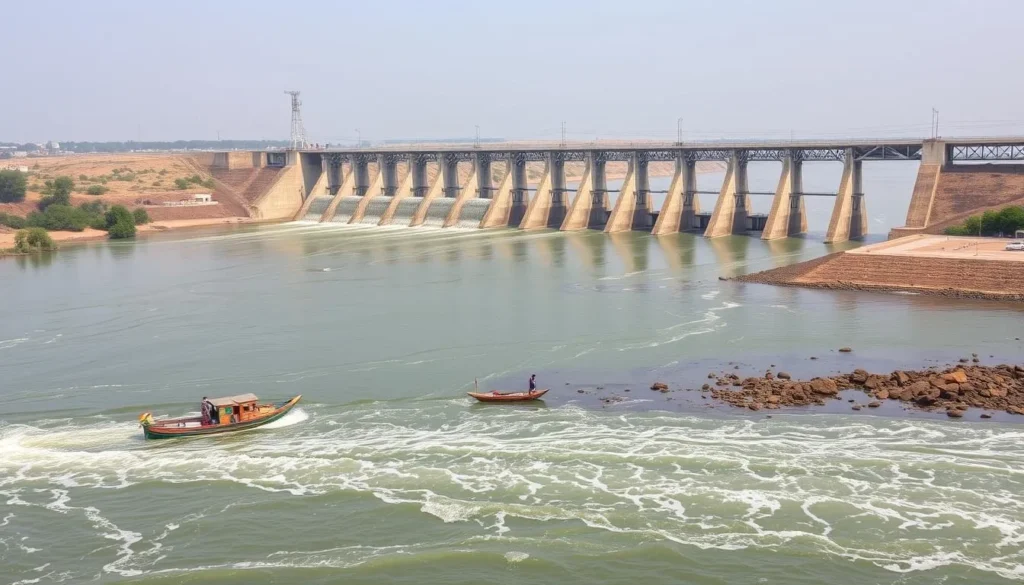 Kotri Barrage near Hyderabad Pakistan showing water management