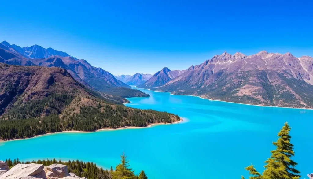 Laguna Azul with turquoise waters and surrounding mountains