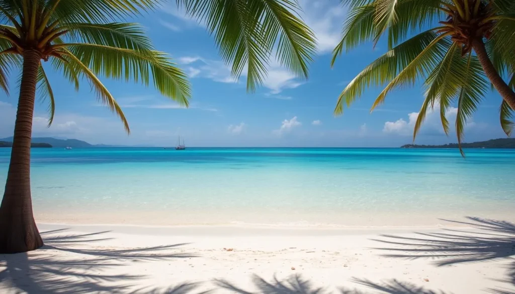 Langob Beach (North Beach) on Malapascua Island with pristine white sand and clear turquoise water Langob Beach (North Beach) on Malapascua Island with pristine white sand and clear turquoise water