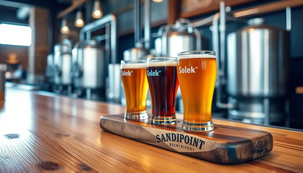 Local craft beer flight at a Sandpoint Idaho brewery Local craft beer flight at a Sandpoint Idaho brewery