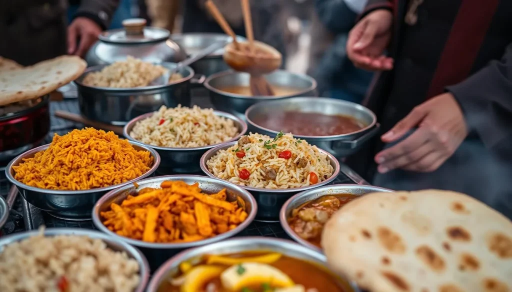 Local cuisine being served at a food stall during the Shandur Polo Festival