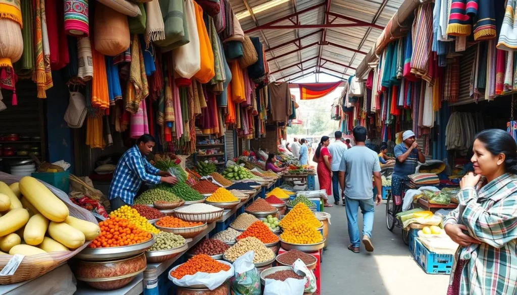 Local market in Bagerhat with colorful produce and spices