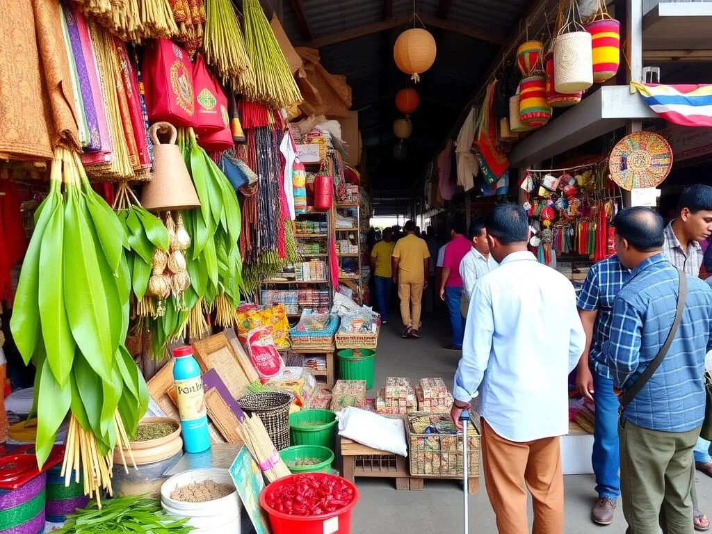 Local market in Jaflong selling handicrafts and souvenirs Local market in Jaflong selling handicrafts and souvenirs