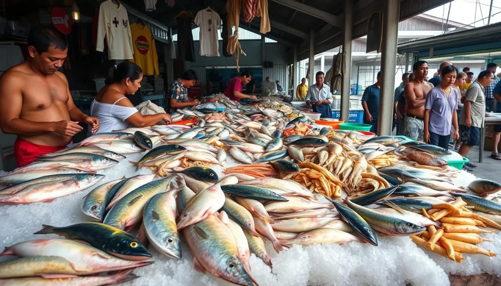 Local seafood market on Poro Island with fresh daily catch