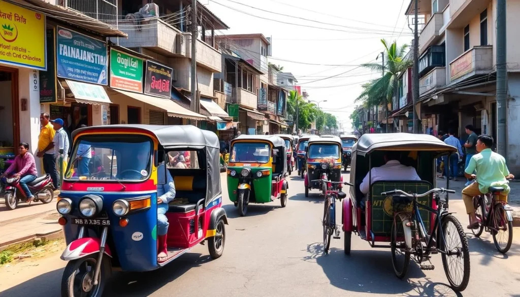 Local transportation options in Jessore including auto-rickshaws and cycle-rickshaws