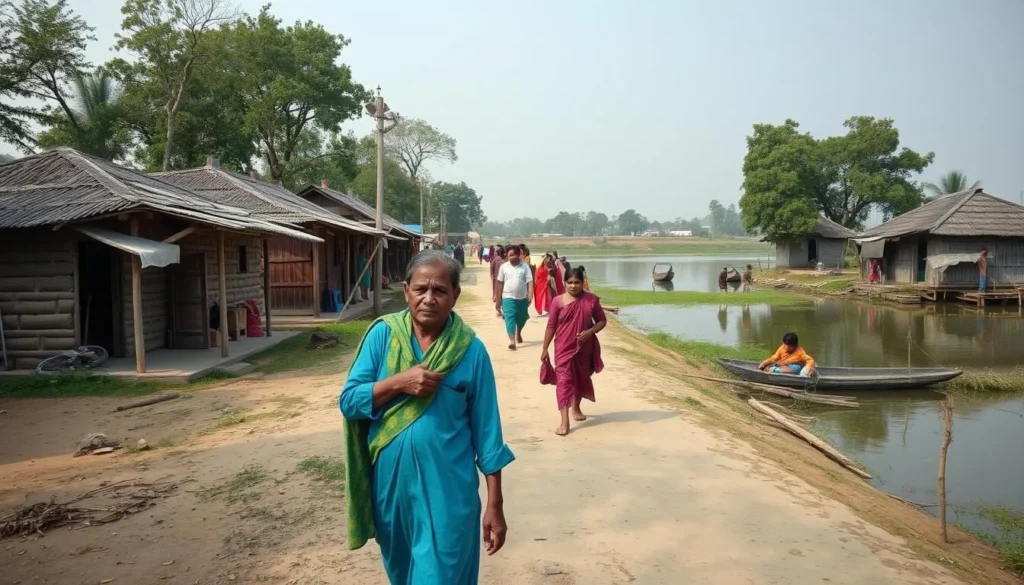 Local villagers near Bholaganj Lake going about their daily activities
