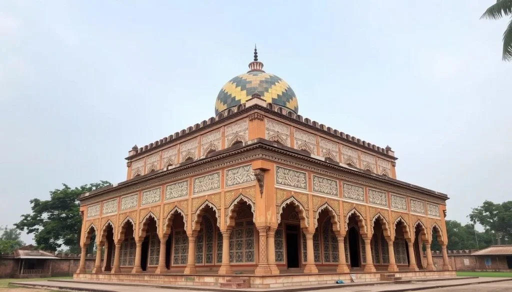 Lotan Masjid in Gaur Bangladesh with its colorful enamel tile remnants