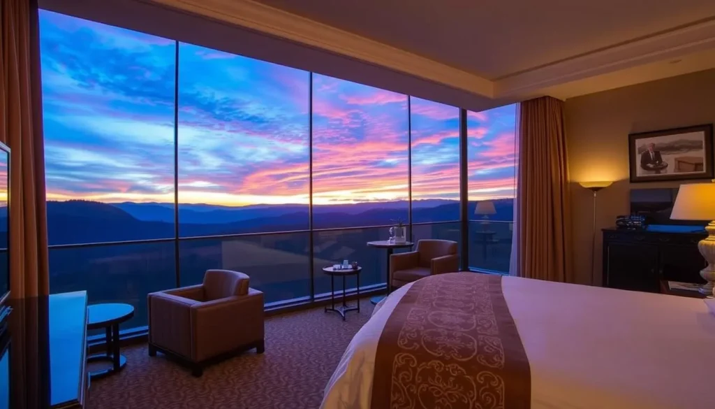 Luxurious hotel room in Blue Ridge with a rooftop view