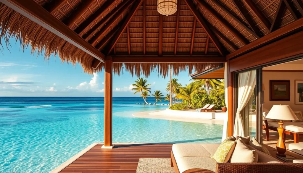 Luxury beachfront casita at Amanpulo resort on Pamalican Island Luxury beachfront casita at Amanpulo resort on Pamalican Island