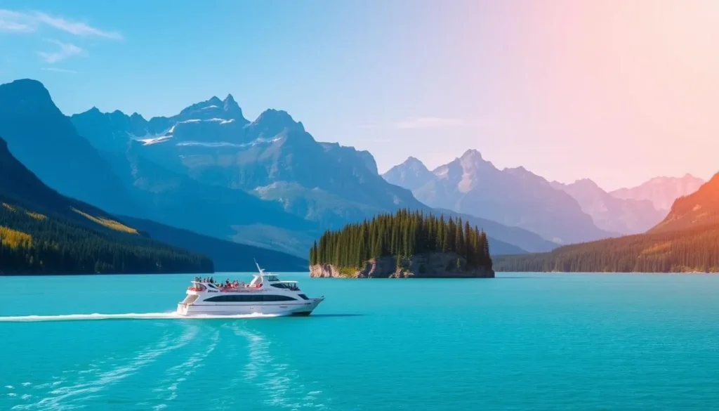 Maligne Lake cruise with Spirit Island in the background