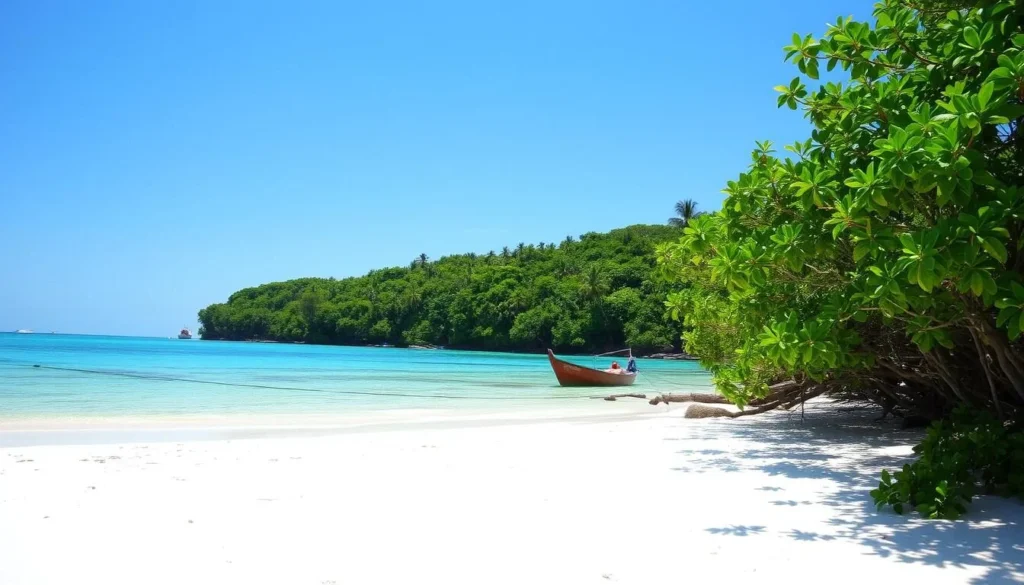 Mantigue Island Philippines Best Things to Do - view of the white sand beach with turquoise waters and lush green interior Mantigue Island Philippines Best Things to Do - view of the white sand beach with turquoise waters and lush green interior