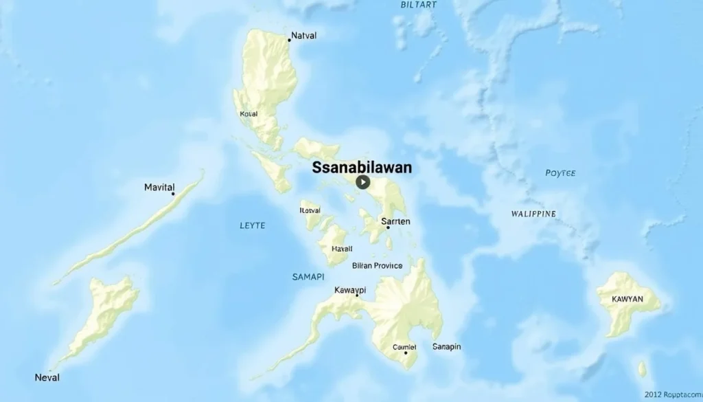 Map showing the location of Sambawan Island in relation to Biliran Province and nearby islands