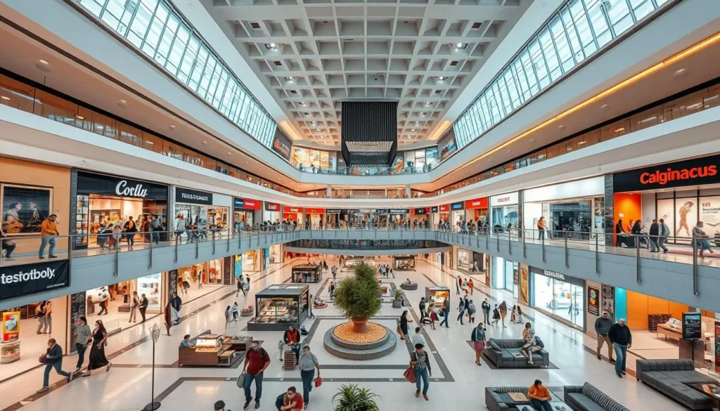 Modern shopping mall in Ahmedabad showing retail stores, food court, and entertainment options Modern shopping mall in Ahmedabad showing retail stores, food court, and entertainment options
