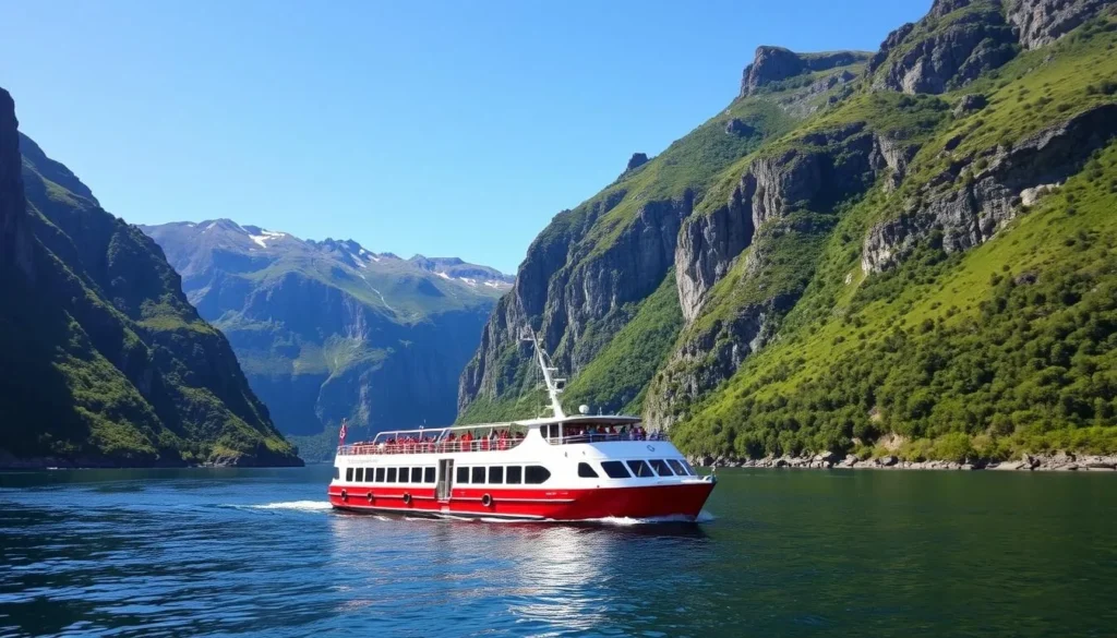 Molde fjord tour boat sailing through the fjord