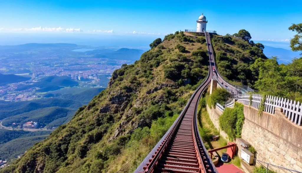 Monte Serrat hill in Santos, Brazil, with a funicular and panoramic views