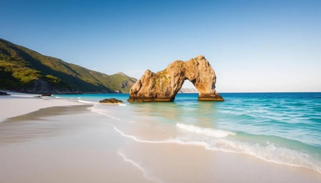 Morong Beach with its famous natural stone arch