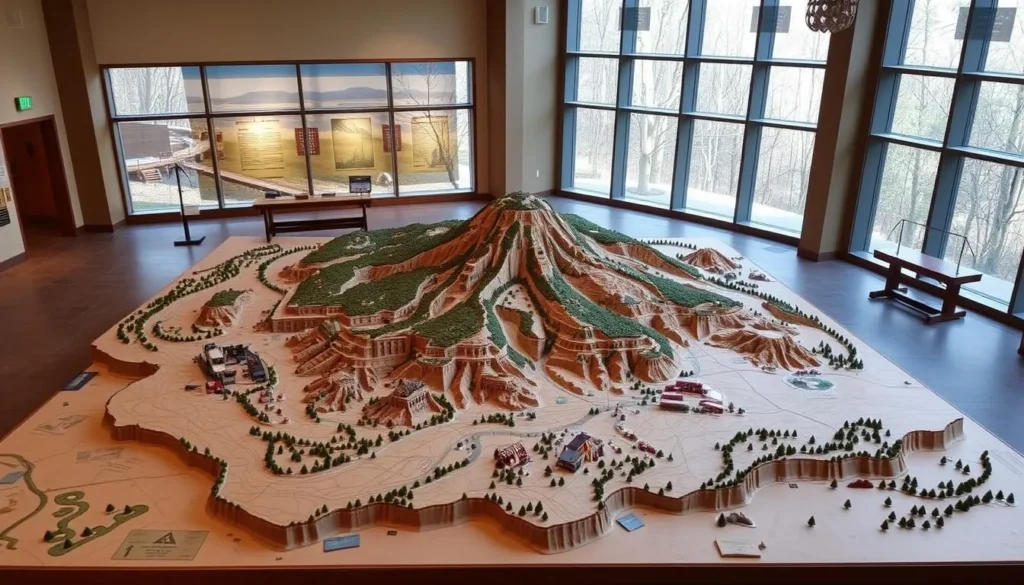 Mount Magazine State Park visitor center with a detailed topographical model