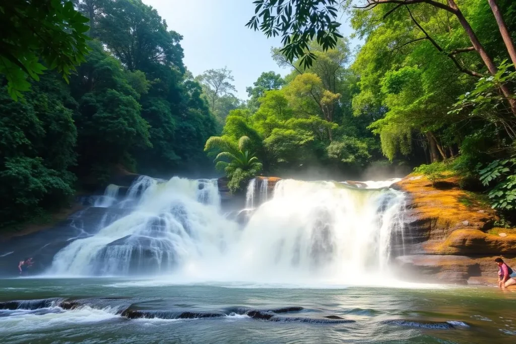 Nafakhum Waterfall in Bandarban with cascading water surrounded by lush green forest