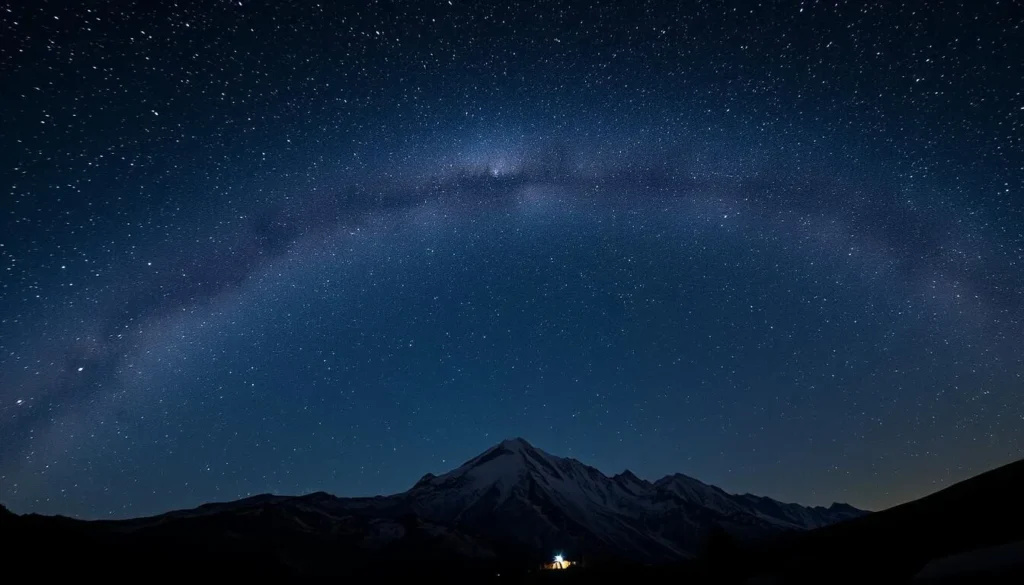 Night sky with stars and Milky Way over Nanga Parbat at Fairy Meadows, Pakistan Night sky with stars and Milky Way over Nanga Parbat at Fairy Meadows, Pakistan