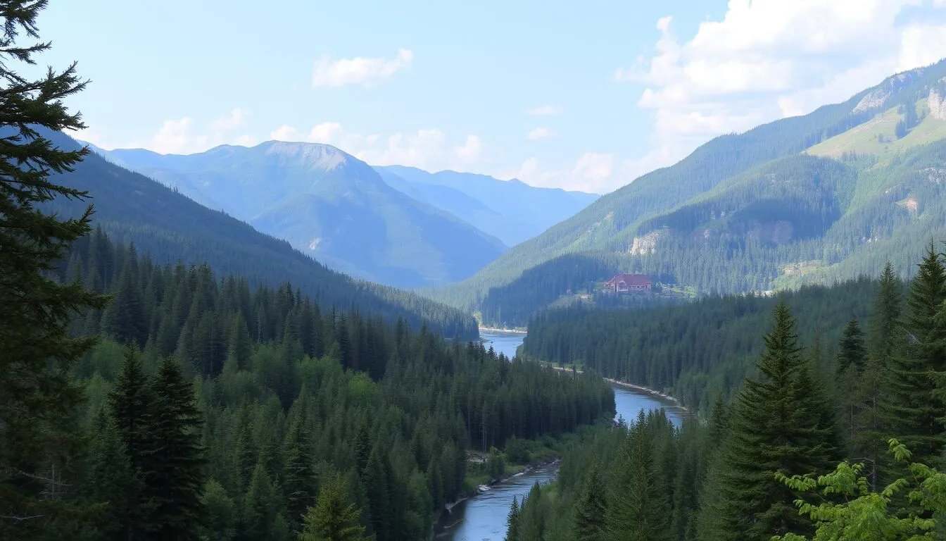 Orlicke Mountains landscape with forests and the Orlice River