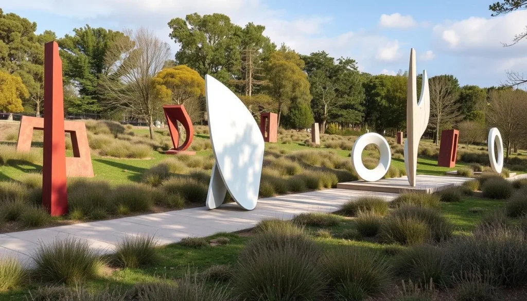 Outdoor sculpture park with contemporary art