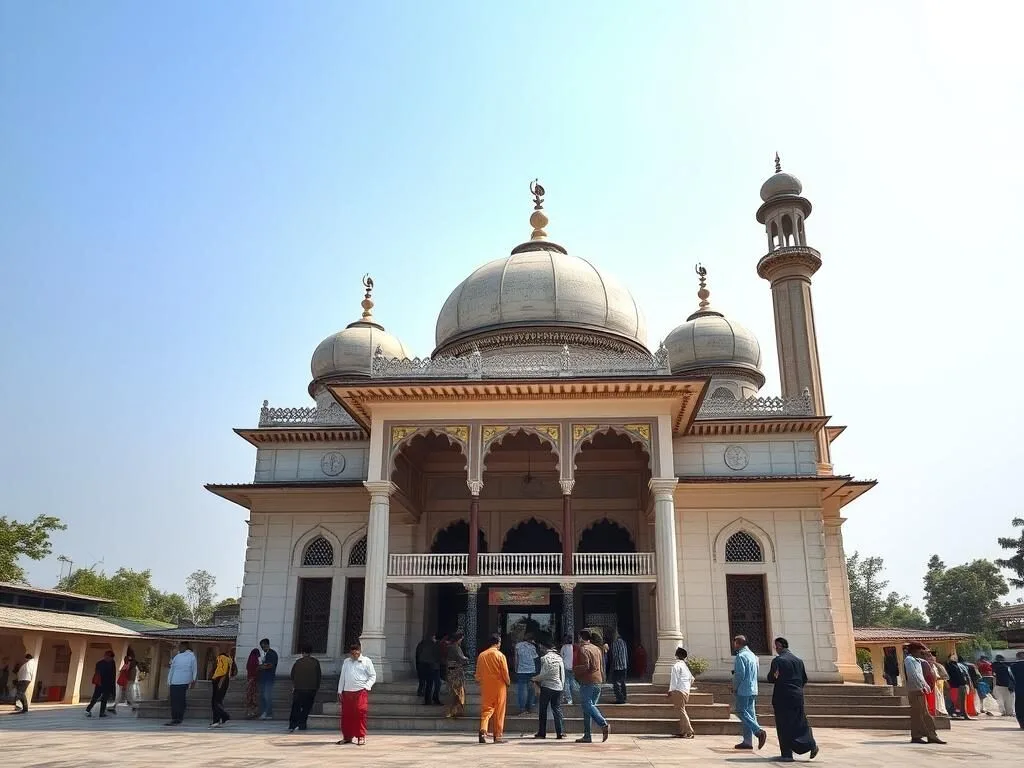 Pagla Mia's Mazar (shrine) in Feni Bangladesh with visitors
