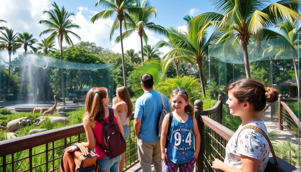 Palm Beach Zoo with families enjoying animal exhibits Palm Beach Zoo with families enjoying animal exhibits