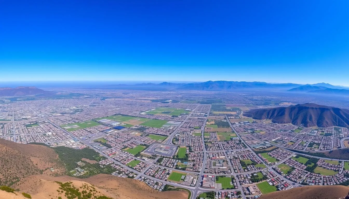 Panoramic view of San Fernando Valley California with mountains in background