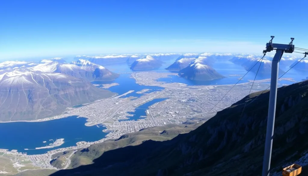 Panoramic view of Tromso from Fjellheisen Cable Car