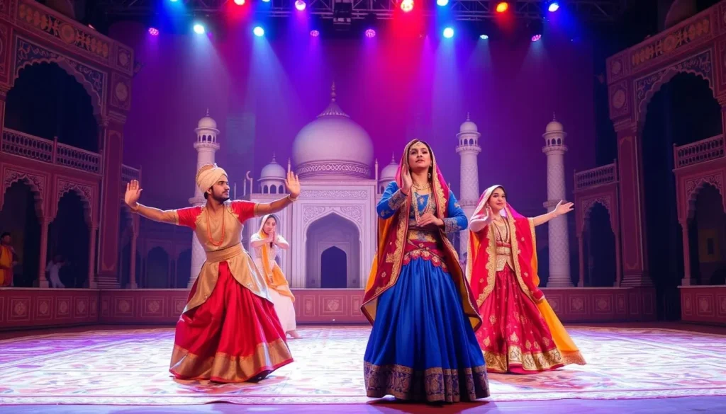 Performance of Mohabbat the Taj show at Kalakriti Cultural Center in Agra with elaborate costumes and sets Performance of Mohabbat the Taj show at Kalakriti Cultural Center in Agra with elaborate costumes and sets