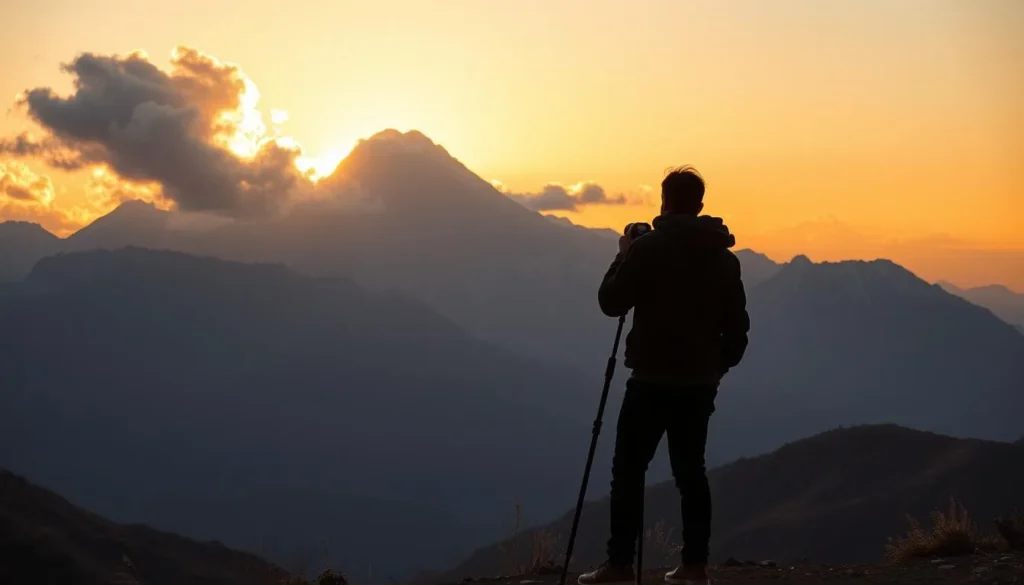 Photographer capturing sunset over Rakaposhi peak in Gilgit-Baltistan Photographer capturing sunset over Rakaposhi peak in Gilgit-Baltistan