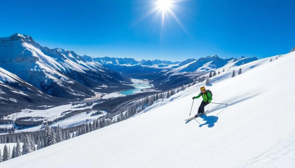 Picture yourself gliding down the slopes of Lake Louise Ski Resort, one of Canada's largest ski fields.