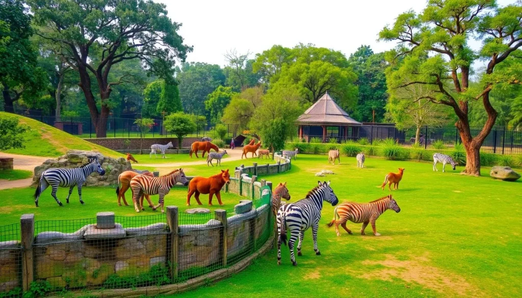 Pradhyuman Zoological Park near Lalpari Lake, a sprawling zoo with diverse wildlife and naturalistic enclosures.
