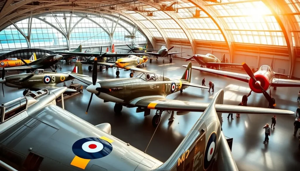 RAF Museum London with historic aircraft on display
