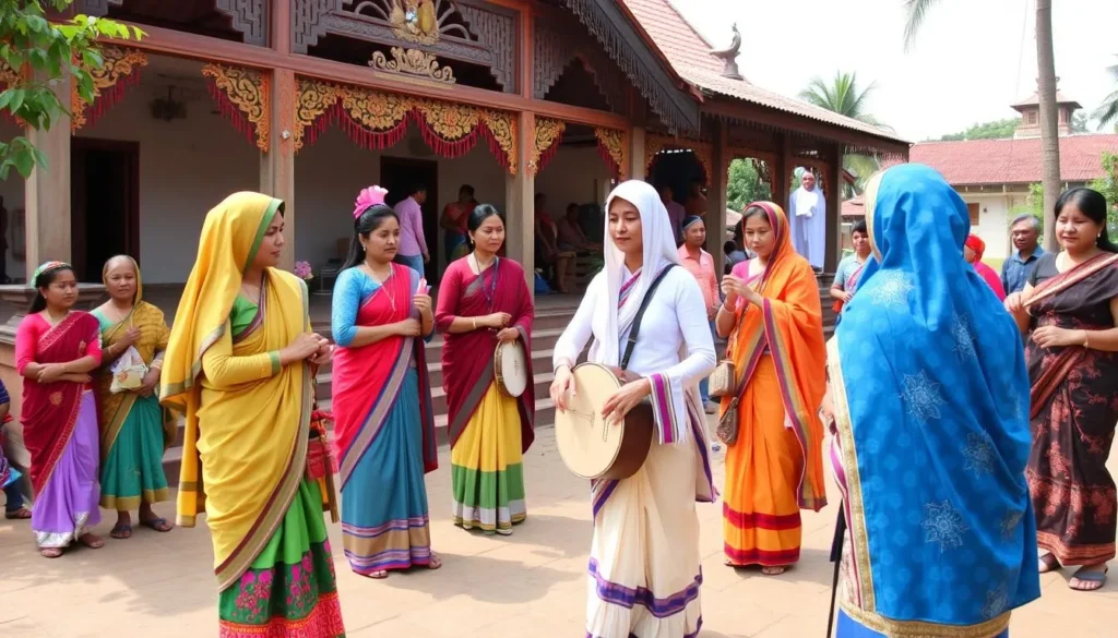 Rakhine cultural performance in Kuakata with traditional costumes, music, and dance