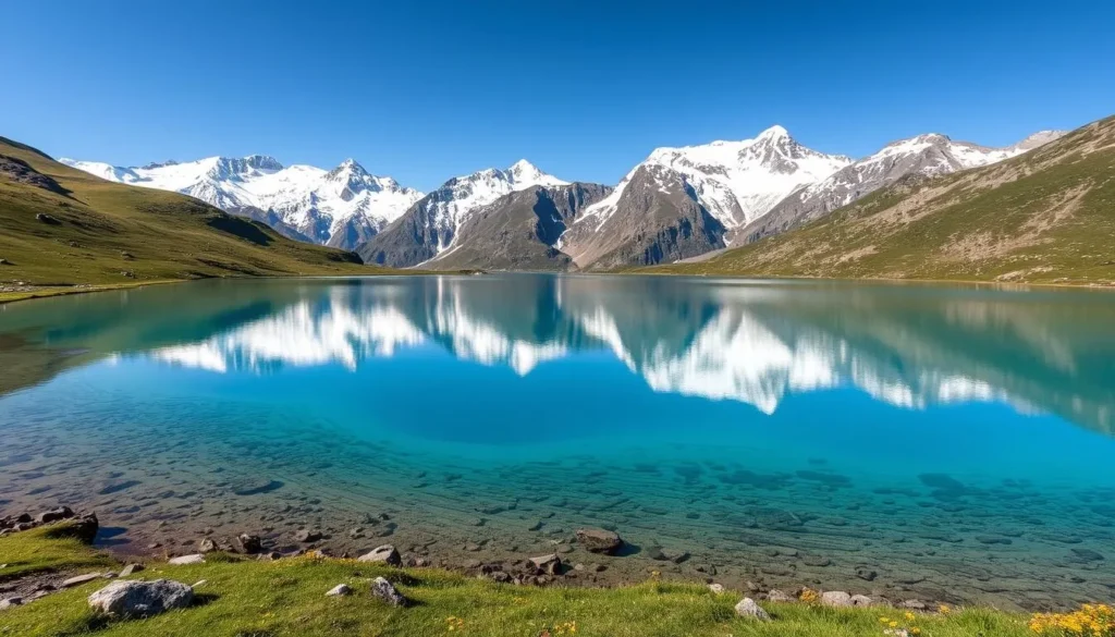 Ratti Gali Lake in Neelam Valley Pakistan with crystal clear turquoise water surrounded by snow-capped mountains Ratti Gali Lake in Neelam Valley Pakistan with crystal clear turquoise water surrounded by snow-capped mountains