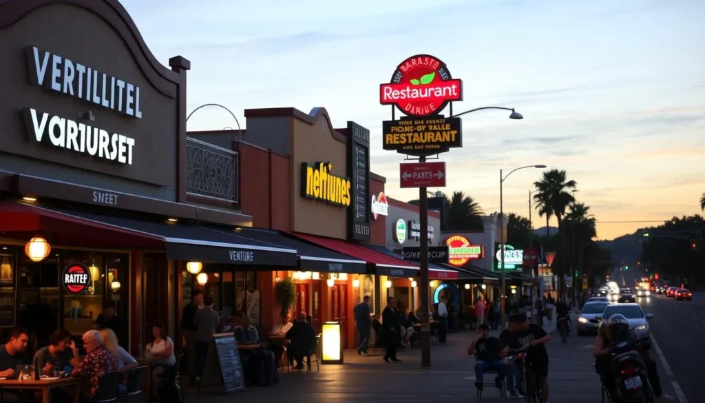 Restaurants along Ventura Boulevard in San Fernando Valley